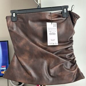 NWT - Zara - brown leather tube top - size small